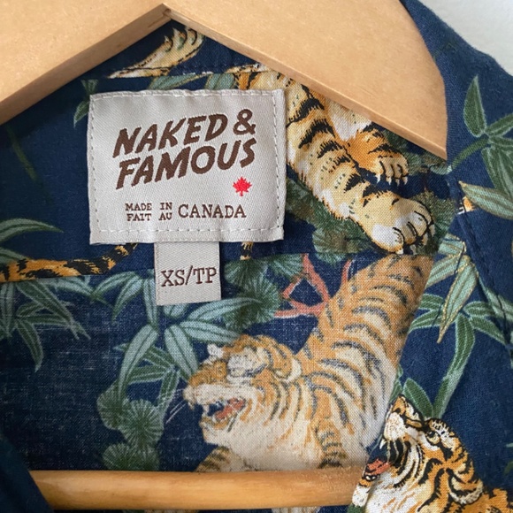 EUC Naked & Famous Men’s Aloha Shirt tiger print - Picture 4 of 5